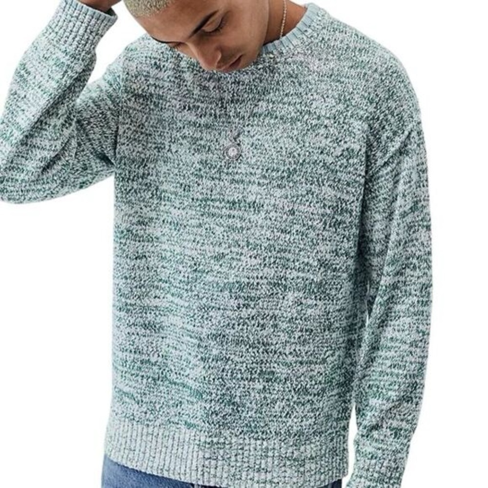 BDG Urban Outfitters Clark Crew Neck Pullover Sweater-Cotton-Green-Men Medium